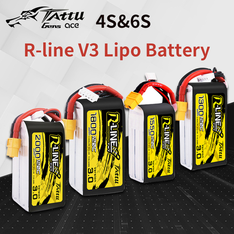 TATTU R-Line Version 3.0 V3  4S 6S 1300/1550/1800/2000mAh 120C 14.8V Lipo Battery with XT60 Plug for FPV Racing Drone Quadcopter ► Photo 1/6