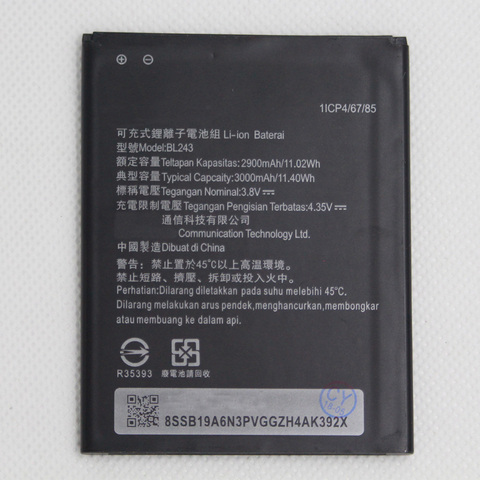 2900mAh/3000mAh BL243 Battery for Lenovo K3 Note K50-T5 K50-T3S A7000 A5500 A5860 A5600 A7600 Battery Replacement ► Photo 1/1