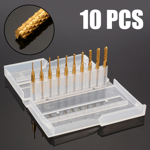 10Pcs/Set 0.8-3.175mm PCB Drill Bits Ttitanium Plating 1/8