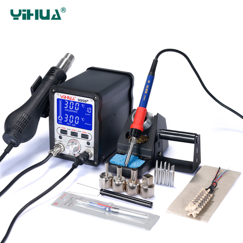 YIHUA 995D+ Lead Free Iron Soldering Station With Hot Air Station Soldering LCD Rework Station solder station ► Photo 1/5