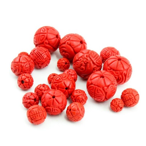 20pcs/lot Handmade Carving Cinnabar Red Beads 6 8 10 12 14mm Round Natural Cinnabar Stone DIY Bracelet Necklace Jewelry Making ► Photo 1/5