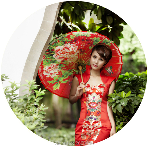 Dia 84cm red elegant peony painting chinese handmade craft umbrella waterproof parasol wedding props dance oiled paper umbrella ► Photo 1/5