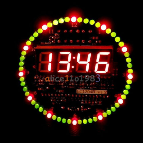 DS1302 Rotating 5V LED Electronic Digital Clock 51 Learning Board DIY/Assembled 