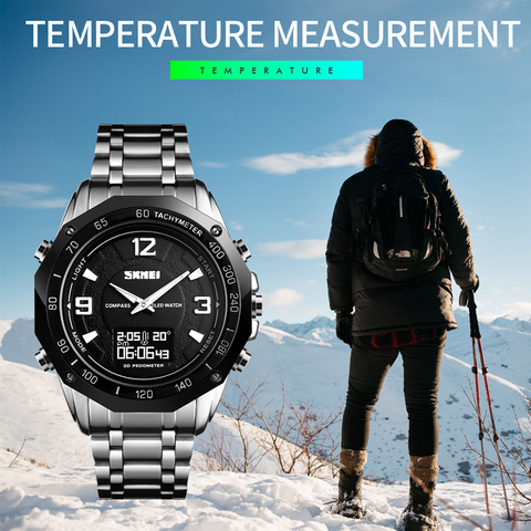 Luxury Watch Men Thermometer Compass Digital Clock Calorie Pedometer Sport Mans Wristwatch Fashion Military Men's Watches SKMEI ► Photo 1/6