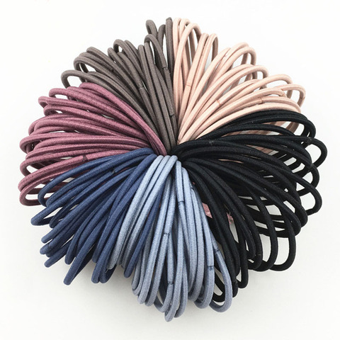 50Pcs/Lot Black Colorful Elastic Hair Band Headwear Rubber Bands