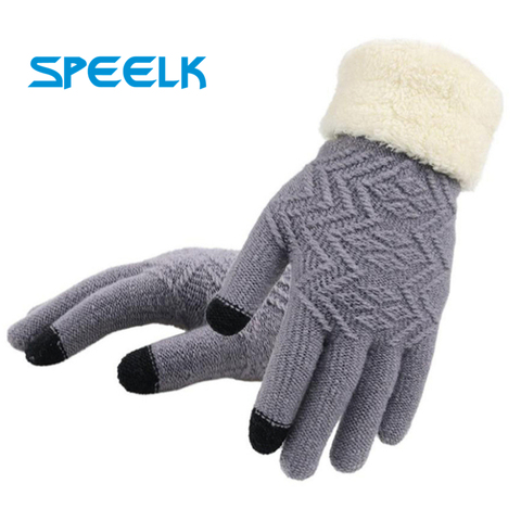 New Winter Touch Screen Knitted Gloves Women Fashion  Knit Gloves Mittens  Female thick Plush Wrist  Driving Glove Wholesale ► Photo 1/6