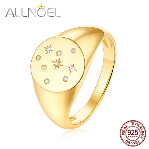 ALLNOEL 2022 New Solid 925 Sterling Silver Ring For Women Zircon Diamond S925 Seal Mark White Gold Real Gold 2 Colors Jewelry ► Photo 1/6