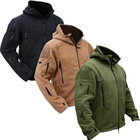 Men Tactical Military Winter Fleece Hooded Jacket Softshell Jacket Polartec Outerwear Army Clothes ► Photo 1/6