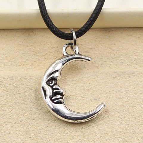 Fashion Moon Face Necklace Pendant Women Jewelry Black Leather Punk Choker Gothic Leather Necklace Friendship Gift ► Photo 1/1