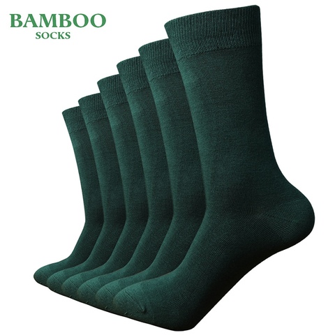 Match-Up  Men Bamboo Green Socks Breathable Anti-Bacterial man Business Dress Socks (6 Pairs/Lot) ► Photo 1/2