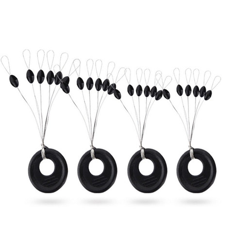 60 Pcs 10 Groups/Set Float 6 in 1 Black Rubber Stopper Fishing Bobber Space Bean Connector Fishing Line Tackle Accessories ► Photo 1/4