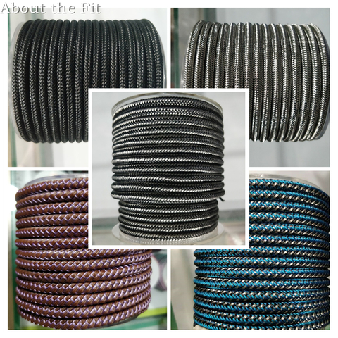 About the Fit 6mm 1M Braided Steel Wire/Leather/Rubber Jewelry Accessories Metal Wire Mesh Bands Woven Ropes Craft Collar Making ► Photo 1/6