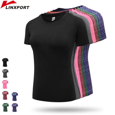 Fitness Women's Shirts Quick Drying T Shirt Elastic Yoga Sports Tights Gym Running Tops Short Sleeve Tees Blouses Shirts Jerseys ► Photo 1/6
