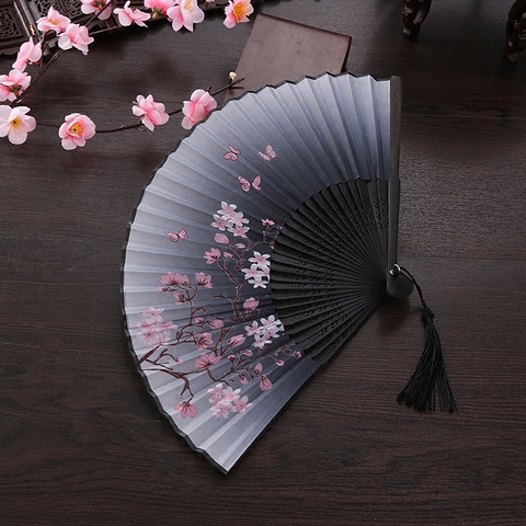 Summer Folding Fan Bamboo Silk Fan Hand-Held High Quality Christmas Gifts Home Decoration Crafts 32 ► Photo 1/5