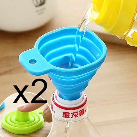 2Pcs/lots Silicone Gel Foldable Collapsible Style Funnel Hopper Kitchen cozinha cooking tools Accessories gadgets outdoor ► Photo 1/1