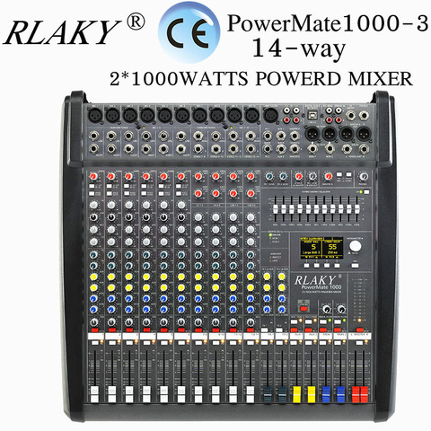 Audio Mixer Amplifier PM1000-3 Digital Audio Mixer Consoles 14 Channel Professional Powered Mixer 4 Group Double Effect Audio DJ ► Photo 1/1