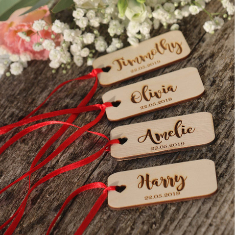 20 Pcs Custom Wedding Place Name Sign Wood Table Decor name Heart Tag For Wedding Baby Shower Birthday Guest Gift ► Photo 1/4