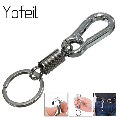 1 PC Outdoor  Stainless steel spring  Buckle carabiner keychain Waist Belt Clip anti-lost buckle hanging retractable keyring ► Photo 1/4