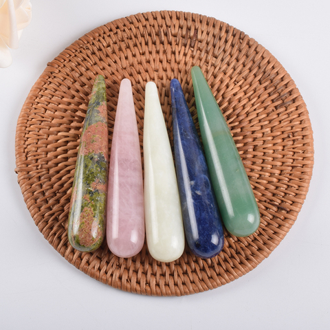 Acupoint Pen Massage Wand Natural Stone Rose Quartz Crystal Mineral Gua Sha Tool Yoni Wand Eye Face Care Beauty Pointed Stick ► Photo 1/6