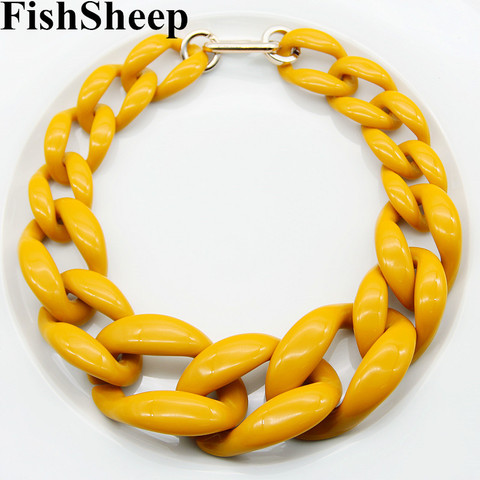 FishSheep Punk Acrylic Chunky Chain Choker Necklace Statement Long Chain Link Big Pendants Necklaces 2022 Fashion Women Jewelry ► Photo 1/6