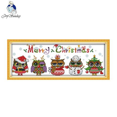 Joy sunday cartoon style Christmas owls printed fabric simple owl cross stitch pattern kits for beginners diy gifts ► Photo 1/6