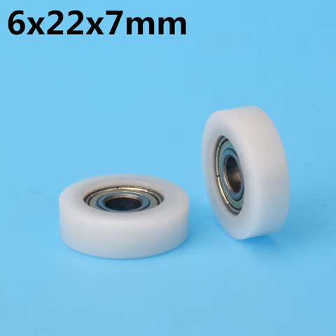 1Pcs 6x22x7 mm Nylon Plastic Wheel With Bearings Flat miniature pulley POM Hard bearing Drawers Showcase ► Photo 1/1