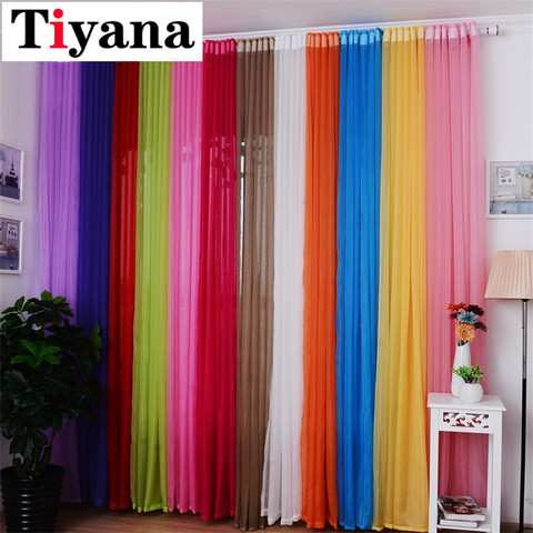 Hot Sale Rainbow Solid Voile Door Window Curtains Drape Panel Sheer Tulle For Home Decor Living Room Bedroom Kitchen P184D15 ► Photo 1/6