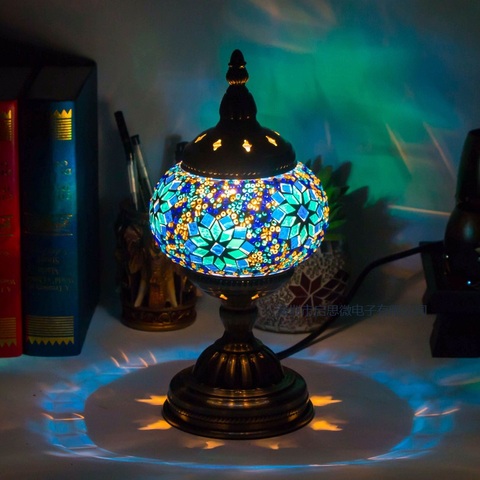Mediterranean style Art Deco Turkish Mosaic Table Lamp Handcrafted mosaic Glass romantic bed light ► Photo 1/6