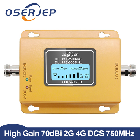 70dB LCD LTE 700MHz B28B 4G Cell phone Signal Booster Repeater not include antenna ► Photo 1/6