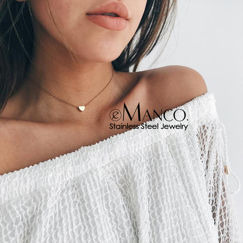 eManco gold stainless steel heart necklace women aesthetic chokers necklace for women wholesale fashion jewelry ► Photo 1/4