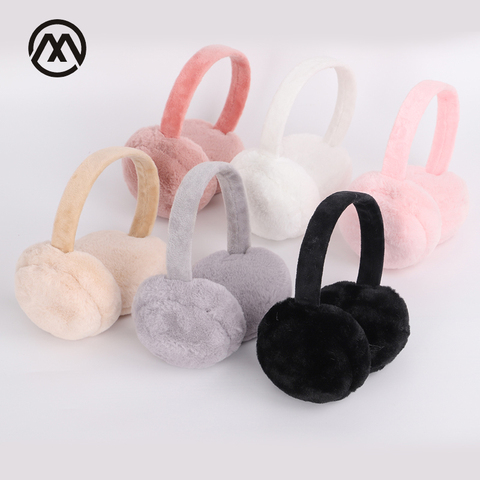 New fur solid color ladies earmuffs autumn and winter warm and comfortable unisex skiing Fur headphones casque antibruit cute ► Photo 1/6