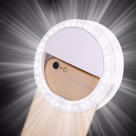 Mobile Phone Light Clip Selfie LED Auto Flash For Cell Phone Smartphone Round Portable Selfie Flashlight Makeup Mirror ► Photo 1/6