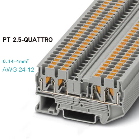 10pcs Phoenix Type Fast Wiring Connector PT2.5-QUATTRO Din Rail Combined Push In Spring Screwless Terminal Block PT-2.5QUATTRO ► Photo 1/1
