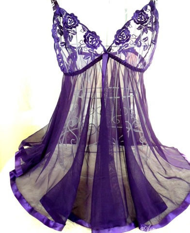 Lace Mesh Women's Half Slips With Thongs Sheer Sexy Purple Lingerie Slip Dress Hot New 2022 Summer Sleepwear For Women Plus Size ► Photo 1/6