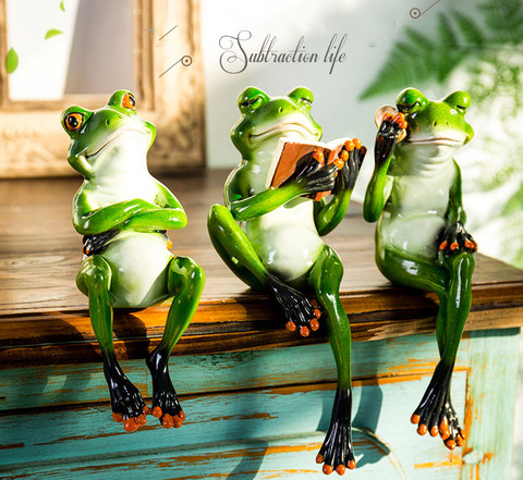 YES 1-3Pcs 3D Craft Resin Creative Thinking Reading Frog Model Figurine Home Office Tabletop Decor Gift Birthday Present ► Photo 1/5