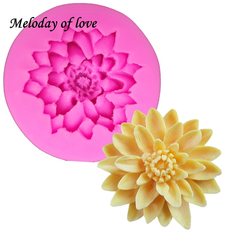 3D Beautiful Lotus chrysanthemum Flowers wedding cake decorating tools DIY baking fondant silicone mold soap mould T0158 ► Photo 1/6
