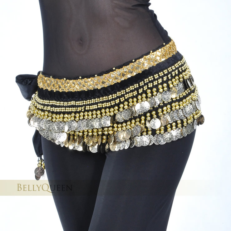 2020 Belly Dance Velvet Gold Coins Waist Chain Belt Dancer Hip Scarf Wrap Skirt