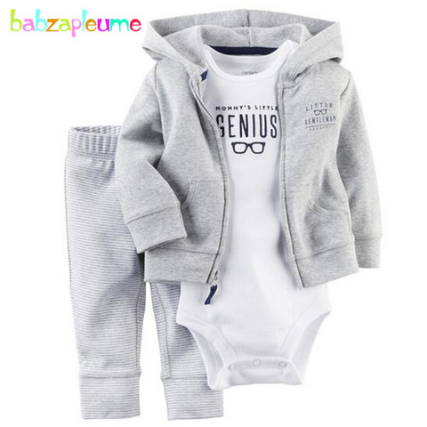 babzapleume spring autumn newborn baby boys girls clothes infant outerwear hooded coat+rompers+pants infant clothing sets BC1296 ► Photo 1/6