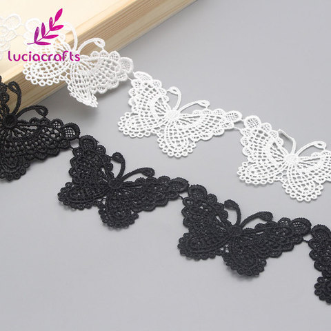 Lucia crafts 1yard/lot 5*7cm White/Black Lace Embroidery Trim Ribbon DIY Wedding Clothing Sewing Accessories N0510 ► Photo 1/5