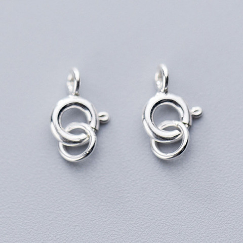 2pcs 100% 925 Sterling Silver Spring Clasp Connectors 5mm Silver Spring Hooks With Ring For Necklace Bracelets DIY Jewelry Make ► Photo 1/3