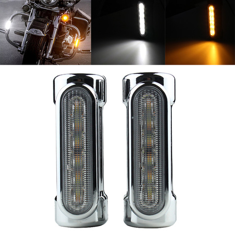 FADUIES Motorcycle Highway Bar Switchback Turn Signal Light White Amber LED For Victory Harley Road King/Touring Models ► Photo 1/6