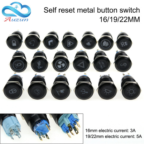 16/19/22mm metal button switch self-reset oxidizing black multi-style figure master switch can be customized 12v 24v 110v 220v ► Photo 1/6