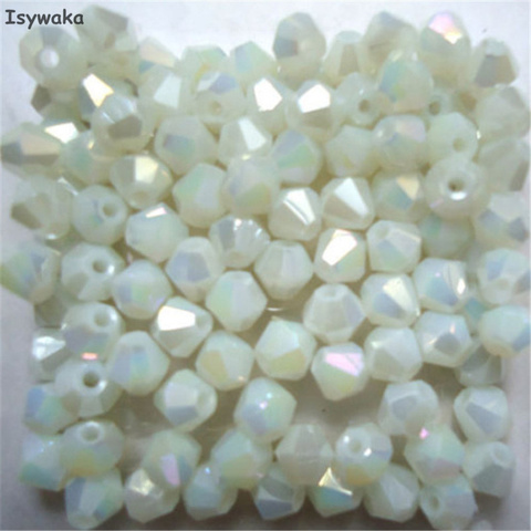 Isywaka Non-hyaline White AB Color 100pcs 4mm Bicone Austria Crystal Beads charm Glass Beads Loose Spacer Bead Jewelry Making ► Photo 1/6