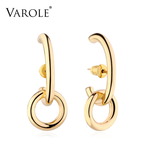 VAROLE Simple Geometric Circle Stud Earrings Fashion Jewelry Gold Color Anti Allergy Earings For Women Ear Jewelry Brincos ► Photo 1/6