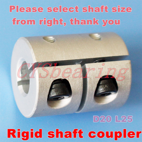 Rigid shaft coupler clamp stepper servo motor coupling D20 l25 3mm, 4mm, 5mm, 6mm, 6.35mm, 7mm, 8mm 1/4 .25 10mm inch CNC ► Photo 1/1
