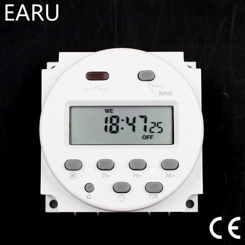 CN101A Timer Switch AC/DC 12V 24V 110V 120V 220V 230V 240V Digital LCD Power Week Mini Programmable Time Switch Relay 8A to 16A ► Photo 1/6