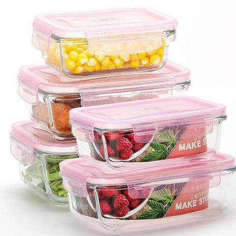 Glass Lunch Box with Lid Set Round/Retangle Bento Box for Kids Food  Container for Microwave