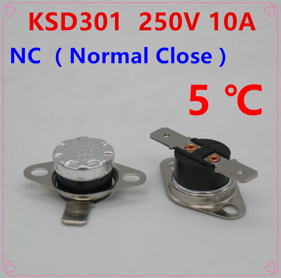 KSD301 250V 10A 95°C Normal Close NC Temperature Controlled Switch Thermostat 