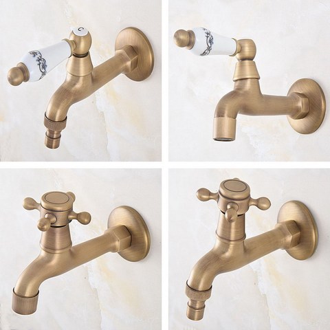Retro Antique Brass One Handle Kitchen faucet wall mounted Laundry bathroom Mop Water Tap Garden Washing Machine Faucet aav313 ► Photo 1/5