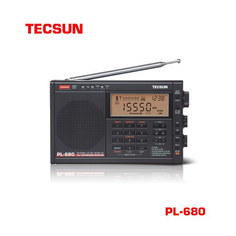 TECSUN PL680 PLL World Band Receiver FM Stereo MW LW SW SSB AIR Band BLACK New ► Photo 1/6